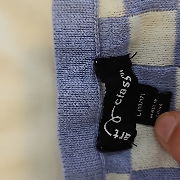 🩴White and Periwinkle Checkered Crop Top Size L - Picture 3 of 5